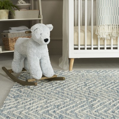 Indigo Ivory Chevron Hand-Tufted Wool 4' x 6' Area Rug