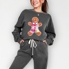Gingerbread Polka Dot Patchwork Print - Women's Lightweight Garment Dyed Sweatshirt - 2 of 3