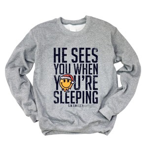 S.W.Smiley He Sees You When You're Sleeping - Women's Graphic Sweatshirt - 1 of 4