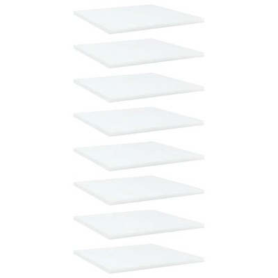 vidaXL Engineered Wood Bookshelf Boards in White, 15.7"x15.7"x0.6", Pack of 8 - Modern and Durable Replacement Panels