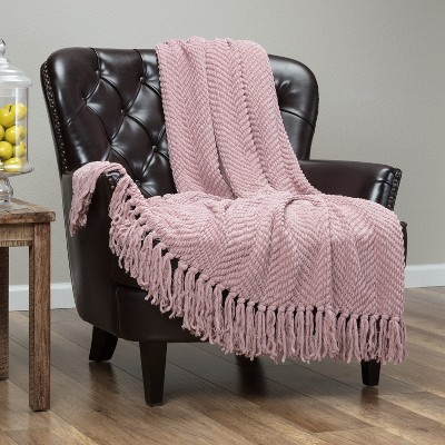 Chanasya Textured Knit Throw Blanket with Tassels