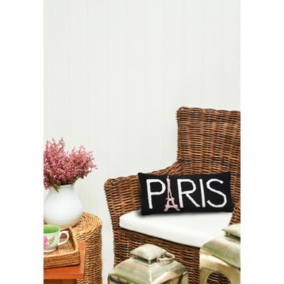 Paris Black and White Hooked Throw Pillow