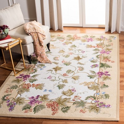 Ivory Multicolor Hand-Hooked Wool Accent Rug 2'9" x 4'9"