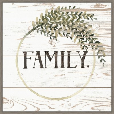 22" x 22" Family Farmhouse II by Grace Popp Framed Canvas Wall Art Gray Wash - Amanti Art: Inspirational Botanical Typography
