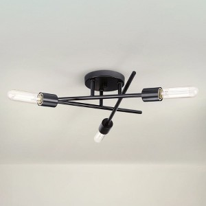 Urban Ambiance Luxury Mid-Century Modern Indoor Ceiling Light,  5-1/8''H x 18"W x 18''D,  Matte Black Finish, UHP4424 - 1 of 4