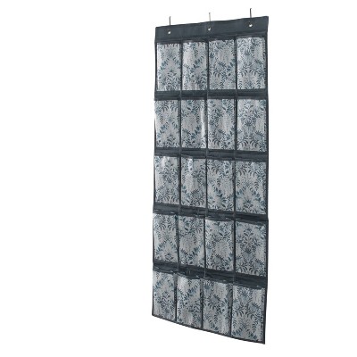 Laura Ashley New 20 Pocket Shoe Organizer Parterre: Over-The-Door Hanging Shoe Rack, Multicolored, Holds 20 Pairs