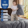 100 Egyptian Cotton Duvet Cover, Queen Size, 1000 TC Sateen, Soft Breathable, Set of 3, Dark Grey - 3 of 4