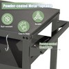 DOMETOUR 3-Shelf Outdoor Grill Cart Table with Wheels, Pizza Oven & Food Prep Table, Blackstone Griddle Stand with Propane Tank Hook - 3 of 4