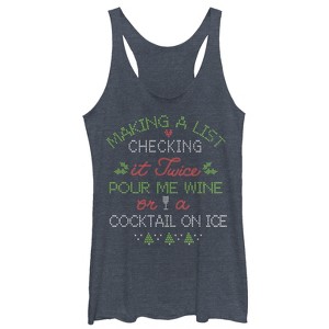 Women's CHIN UP Christmas Wine or Cocktail Racerback Tank Top - 1 of 3