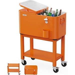 VINGLI Patio Cooler, Rolling Ice Chest on Wheels, Portable Patio Party Bar Drink Cooler Cart, with Shelf, Beverage Pool with Bottle Opener,Water Pipe - 1 of 4