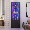 Fredees 69" Display Cabinet with Pop-Up Glass Doors, RGB LED Lights, Motion Sensor, Movable Shelves, Corner Bookcase - 3 of 4