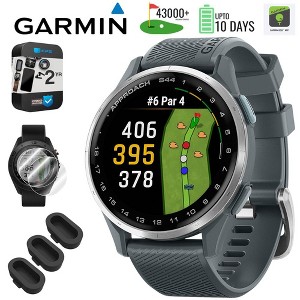 Garmin Approach S44 GPS Golf Smartwatch, Silver Aluminum Bezel + 2 YR Warranty Bundle - 1 of 4