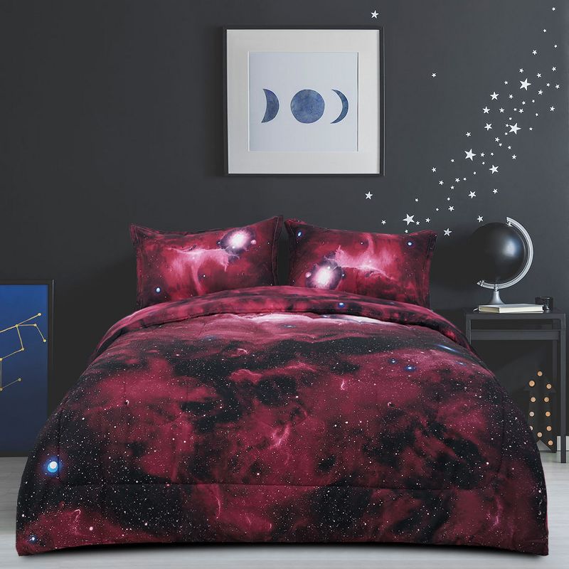 PiccoCasa Polyester Galaxies All-season Reversible Soft Bedding Sets 3 Pcs, 5 of 7