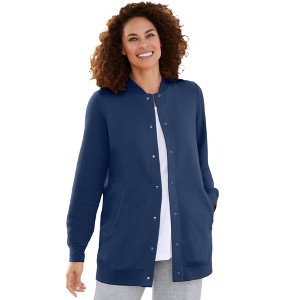 Woman Within Plus Size Fleece Baseball Jacket - 1 of 4