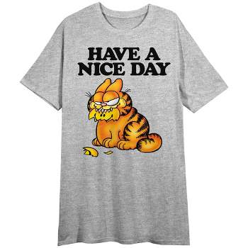 Garfield "Have a Nice Day" Women's Heather Gray Short Sleeve Crew Neck Sleep Shirt