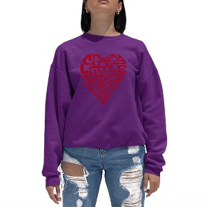 LA Pop Art Women's Word Art Crewneck Sweatshirt - Crazy Little Thing Called Love - 1 of 4