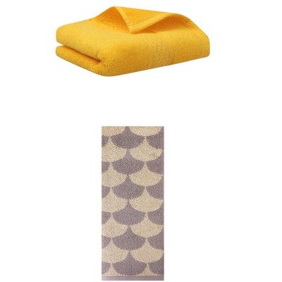 REGALWOVEN Geometric Absorbent Soft Bathroom Cotton Hand Towels 13" x 30"/13" x 29" 2 Packs