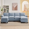 HYLEORY 100.79'' Width Modern Linen Flannel Fabric U-Shaped Sectional Sofa with Ottoman for living room - 2 of 4