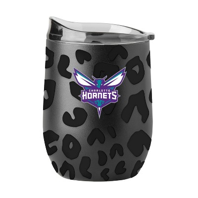 NBA Charlotte Hornets 16oz Leopard Powder Coat Curved Beverage Can - Black