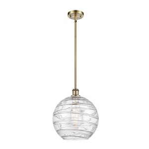 Athens Deco Swirl - 1 Light Stem Hung Mini Pendant In Industrial Style-15 Inches Tall and 12 Inches Wide - 1 of 1
