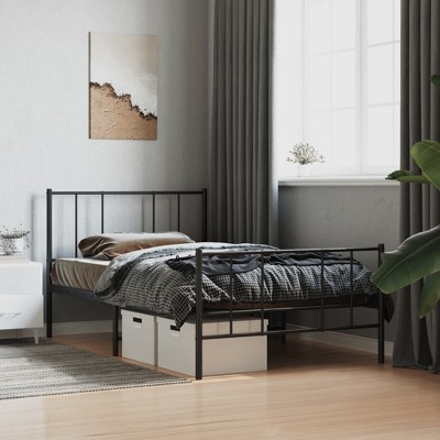 vidaXL Metal Bed Frame with Headboard and Footboard Black 39.4 in.x74.8 in. Twin