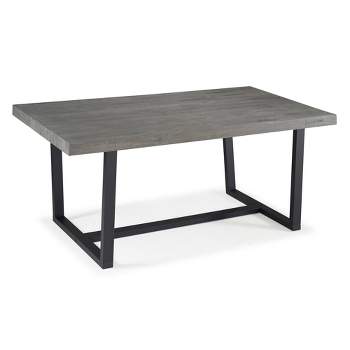 72" Modern Farmhouse Solid Wood Distressed Plank Top Dining Table Gray - Saracina Home