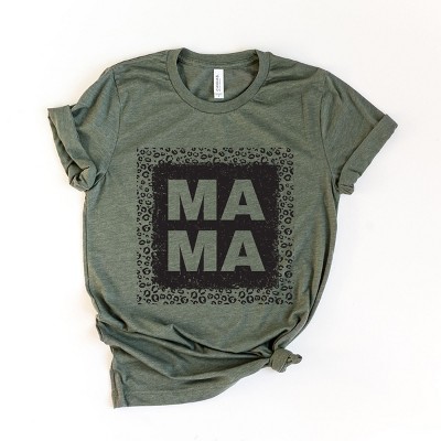 Simply Sage Market Leopard Mama Square Short Sleeve Tee - M - Army Green