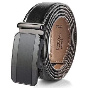 Roxoni Men's Ultra Soft Geniune Leather Rachet Rectangular Prism Dress Belt - 1 of 4
