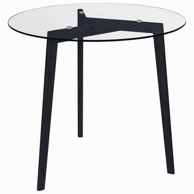 vidaXL Dining Table Transparent and Black Tempered Glass, Iron Medium - Black