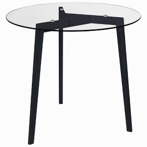 vidaXL Dining Table Transparent and Black Tempered Glass, Iron Medium - Black - 1 of 4
