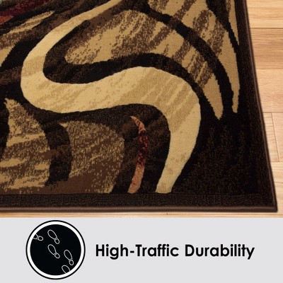 Catalina Picasso Abstract Swirl Red and Brown Runner Rug