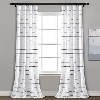 Home Boutique Ombre Stripe Yarn Dyed Cotton Window Curtain Panels Navy/Multi 40X95 Set