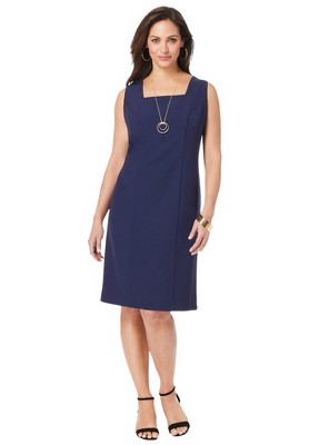 Jessica London Women's Plus Size Bi-stretch Sheath Dress, 14 W - Navy :  Target