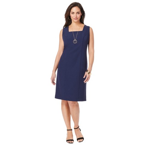 Jessica London Women's Plus Size Bi-Stretch Sheath Dress, 12 W - Navy