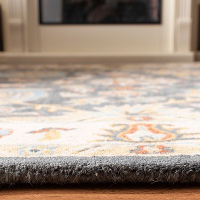 Classic Dark Grey and Ivory Hand-Tufted Wool Rug