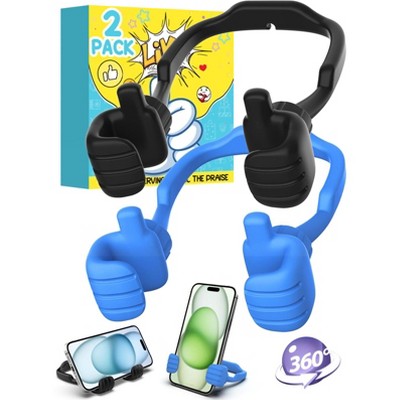 CALDEVER 1 pcs Cell Phone Holder in Black, Thumbs up Lazy Phone Stand Holder, Funny Gadgets Stocking Stuffer - Christmas Gifts  for Men Women Adults