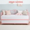 Daybed with Trundle, Twin Size Day Bed with 6 Wheels,Heavy Duty Metal Slats, Art Sweet Heart Design,Guest Pull Out Sofa Bed for Living Room, Bedroom - 2 of 4