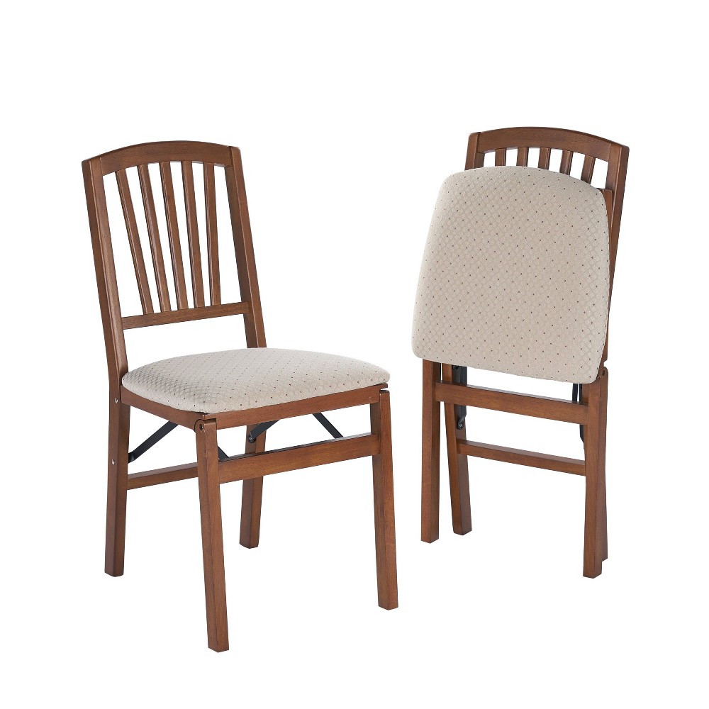 Photos - Chair 2pc Slat Back Folding  Fruitwood - Stakmore