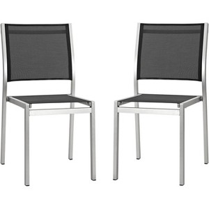 Modway Shore Side Chair Set of 2 – Outdoor Patio Aluminum Dining Chairs with Slatted Seat and Back, Weather-Resistant - 1 of 4