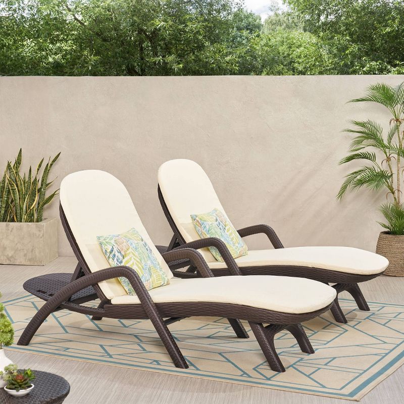 Waverly Patio Faux Wicker Chaise Lounge Beige - Christopher Knight Home, 3 of 7