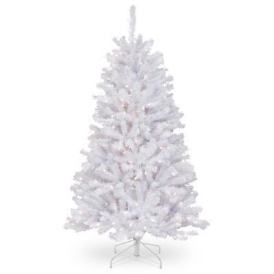 National Tree Company Pre-Lit Artificial Full Christmas Tree, White, North Valley Spruce, White Lights, Includes Stand, 4.5 Feet