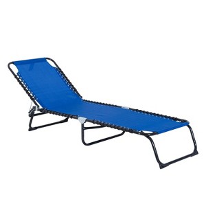77.5'' Folding Chaise Lounge with 4-Position Reclining Back, Breathable Mesh Seat Dark Blue - 1 of 4