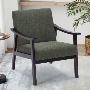 MOONMISS Mid Century Modern Linen PU  Accent Chair, Upholstered Armchair with Back, Comfy Reading Lounge Chair for Living Room, Bedroom, Sunroom - 1 of 4