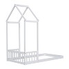Twin House-shaped Roof Headboard Floor Bed,,(without slats),White - 4 of 4