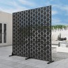 MAYEERTY Room Divider Screen Square 01 Black Arch Galvanized Sheet 72x47x16in 3-Piece Set 3-Piece Set - 2 of 4