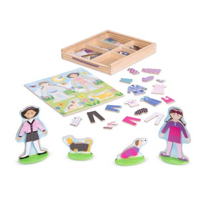 Melissa & Doug Abby And Emma Deluxe Magnetic Wooden Dress-up Dolls Play Set  (55+pc) : Target