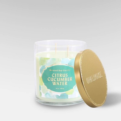 15.1oz Lidded Glass Jar 2-Wick Candle Citrus Cucumber Water - Opalhouse™