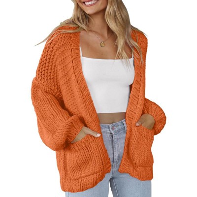 Womens Sweater Knit Cardigan with Pockets Open Front Cable Knit Sweater Chunky Thick Sweater Cardigan for Winter Comfy Knitwear