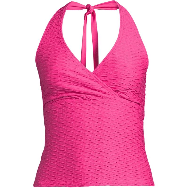 Lands' End Women's Texture V-neck Halter Tankini Swimsuit Top, 3 of 6