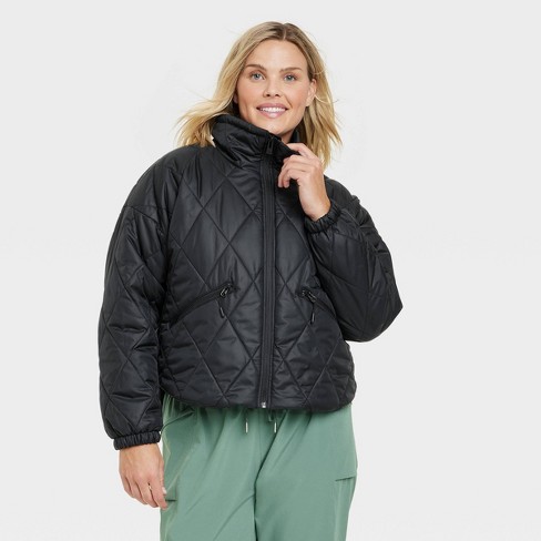 NEW Womens Plus FLX Woven Packable Jacket Zip Front, Light Aqua